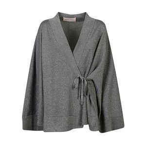 CIRCUS HOTEL Metallic Wrap Kimono Women GREY Dresses